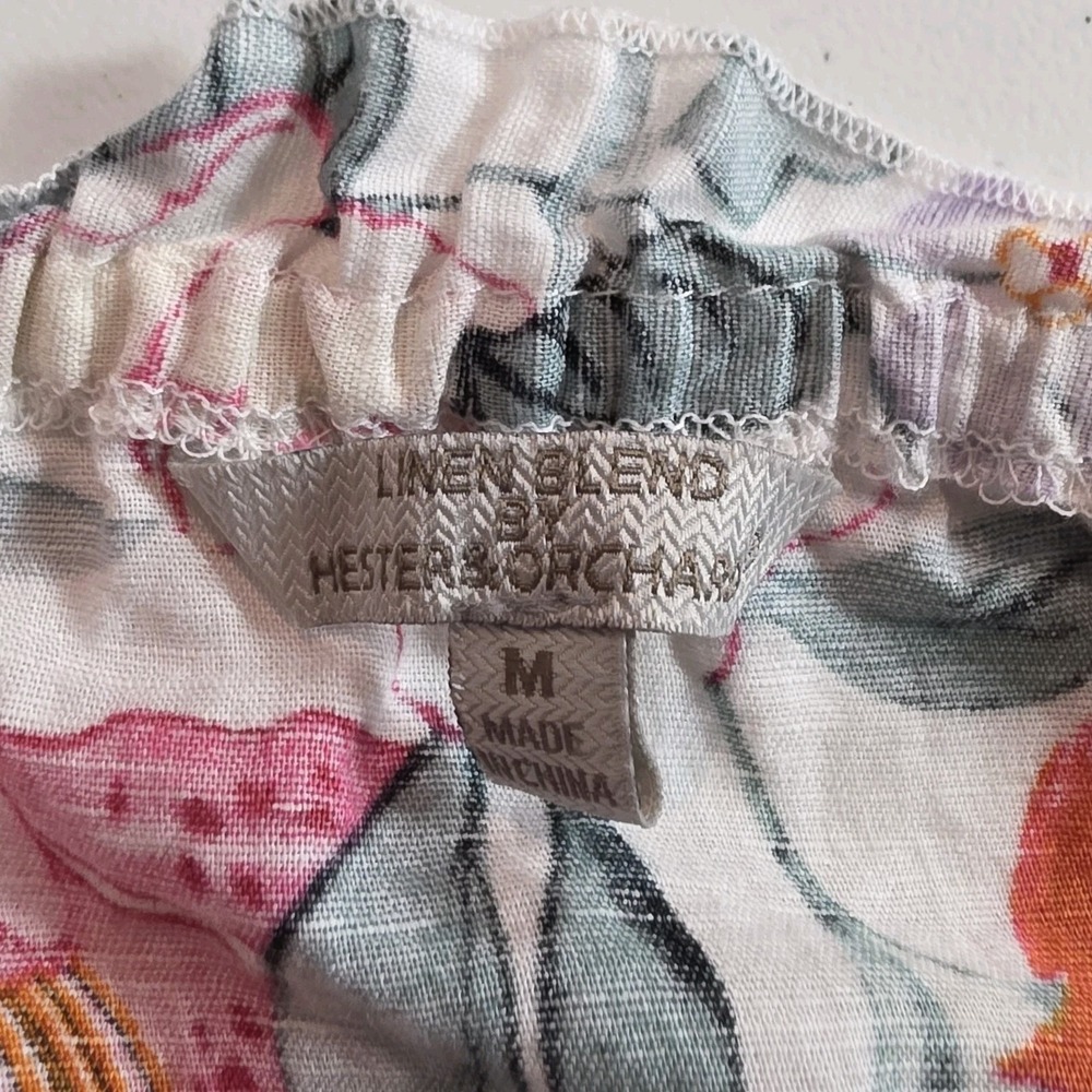 Hester‎ & Orchard Linen Blend Floral Peasant Boho Romantic Dopamine Blouse Top - Picture 4 of 6